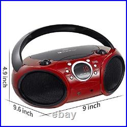 030B Portable CD Player Boombox with Bluetooth for Home AM FM Firemist Red