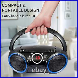030C Portable CD Player Boombox with AM FM Stereo Radio Aux Line In Headphone