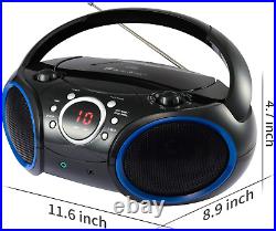 030C Portable CD Player Boombox with AM FM Stereo Radio Aux Line In Headphone