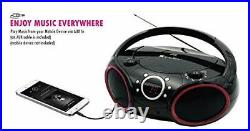 030C Portable CD Player Boombox with AM FM Stereo Radio, Aux Line in, RED
