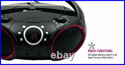 030C Portable CD Player Boombox with AM FM Stereo Radio, Aux Line in, RED
