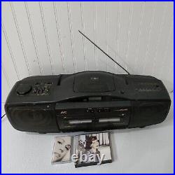 1992 Vtg JVC CD Portable Boom Box Radio Cassette Stereo CD Blaster TESTED +Bonus