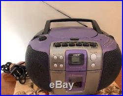 2000 EMERSON PURPLE BOOMBOX Portable CD, CD-R/RW Player Cassette Recorder Radio