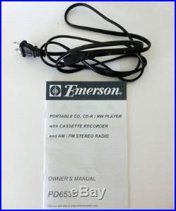 2003 EMERSON BOOMBOX Portable CD, CD-R/RW Player Cassette Recorder AM/FM Radio
