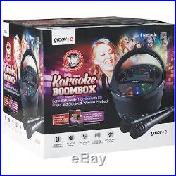 2X Groov-e GVPS923BK Portable Karaoke Boombox with CD Player Bluetooth Playback