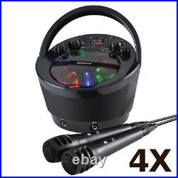 4X Groov-e GVPS923BK Portable Karaoke Boombox CD Player & Bluetooth Playback