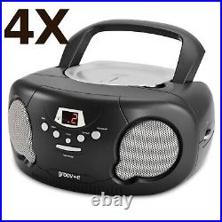 4x Groove Gvps733 Boombox Portable CD Player Radio/aux In/headphone Jack Black