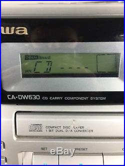 AIWA CA-DW630 BOOMBOX DUAL CASSETTE CD PLAYER PORTABLE STEREO withREMOTE TESTED