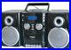 AM/FM Stereo CD Player Boombox with Cassette Recorder & AUX Input Black/Silver