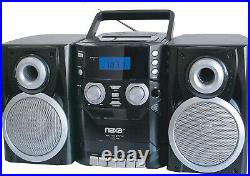 AM/FM Stereo CD Player Boombox with Cassette Recorder & AUX Input Black/Silver