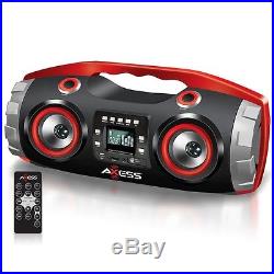 AXESS BLUETOOTH PORTABLE FM CD MP3 USB/SD AUX-IN PLAYER BOOMBOX with HEAVY BASS