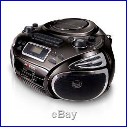 AXESS PB2705 Portable Boombox with AM/FM Radio, CD/MP3 Player, USB/SD, Cassette