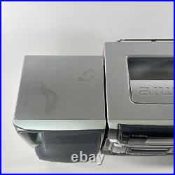 Aiwa Boombox Portable Stereo CA-DW635U Remote Silver Cassette AM FM CD Player