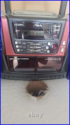 Aiwa CA-DW50 CD Radio Dual Cassette Deck Boombox Rare T-Bass READ