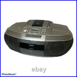 Aiwa Portable Boombox CSD-ED37 Stereo AM/FM CD Player Cassette Recorder, Silver