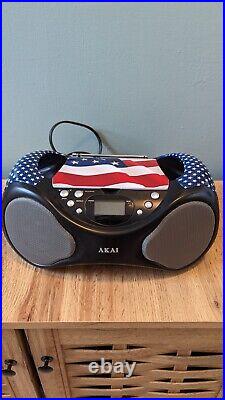 American Flag Portable CD Player Akai Radio Aux Boombox