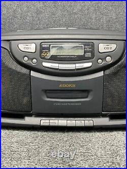 Audiovox CE-203 Portable Twin CD Stereo Cassette Recorder & Radio Player Boombox