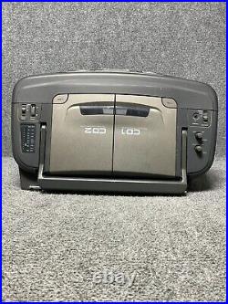 Audiovox CE-203 Portable Twin CD Stereo Cassette Recorder & Radio Player Boombox