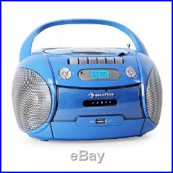 Auna Boomboy Portable Boombox CD Cassette Player USB MP3 Blue