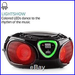 Auna Roadie Boomboxes Portable LED Light AM/FM Radio Bluetooth MP3/CD Player