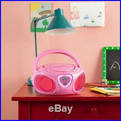 Auna Roadie Portable Boombox CD Player Radio LED Light AMFM Girl Design Pink Ros