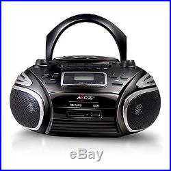 Axess AXESS Portable Boombox with AM/FM Radio, CD/MP3 Player, USB/SD, Cassette