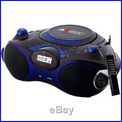 Axess Blue Portable Boombox MP3/CD Player with Text Display with AM/FM Stereo U
