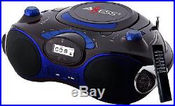 Axess PB2704 Blue Portable Boombox MP3 /CD Player Text Display AM/FM Stereo, USB