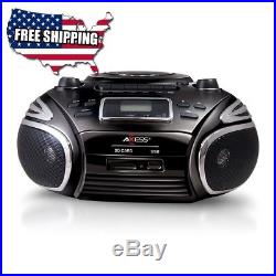 Axess Portable AM/FM Radio, CD/MP3 Player, USB/SD Cassette Recorder Boombox