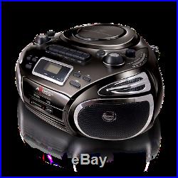 Axess Portable AM FM Radio CD MP3 Player USB SD and Cassette Recorder Boombox