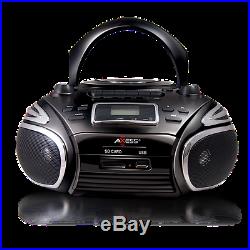 Axess Portable AM FM Radio CD MP3 Player USB SD and Cassette Recorder Boombox