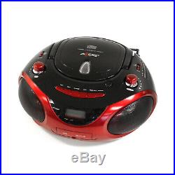 Axess Red Portable Boombox MP3/CD Player AM/FM Stereo, USB/SD/MMC/AUX Inputs