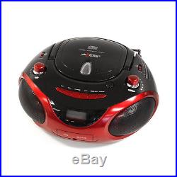 Axess Red Portable Boombox MP3/CD Player with Text Display with AM/FM Stereo US