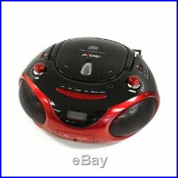 Axess Red Portable Boombox MP3/CD Player with Text Display, with AM/FM Stereo USB