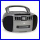 BCA209S Portable Am/FM Boombox with CD and Cassette Player, Silver Gray/Silver