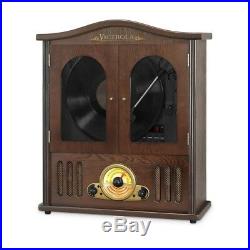 BOOMBOX Wall Mounted Record Player CD Wood Turntable Bluetooth Builtin Stereo