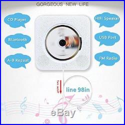 Bluetooth CD Player Speaker Wall Mountable Portable Home Audio Boombox with