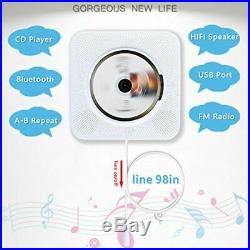 Bluetooth CD Player Speaker Wall Mountable Portable Home Audio Boombox with Remo