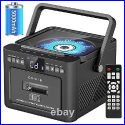 Boombox Cassette CD Player Combo with Bluetooth, FM, Remote Control, Tape Rec