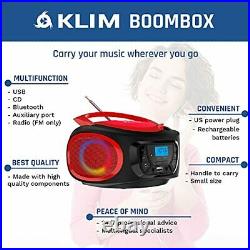 Boombox Portable Audio System. FM Radio, CD Player, Bluetooth, MP3, USB, Red