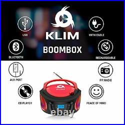 Boombox Portable Audio System. FM Radio, CD Player, Bluetooth, MP3, USB, Red