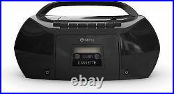 Borne PRCDT550-BK Portable Boombox CD Cassette Player/Recorder with AM/FM Radio