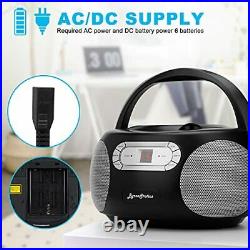 ByronStatics Portable CD Player Boombox with AM FM Radio Top Loading CD 1W RM