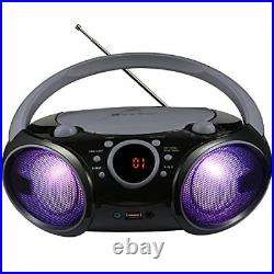 CD Boombox Portable/w Bluetooth USB MP3 Player AM/FM Radio AUX Phantom Black