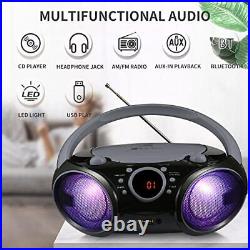 CD Boombox Portable/w Bluetooth USB MP3 Player AM/FM Radio AUX Phantom Black