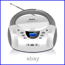 CD Player Boombox, LP-D01 Portable Bluetooth FM Radio Stereo Sound (White)