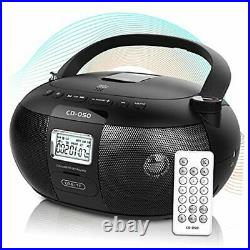CD Player Portable Boombox with Bluetooth 5.0/TF Port/USB Drive, AM/FM Black