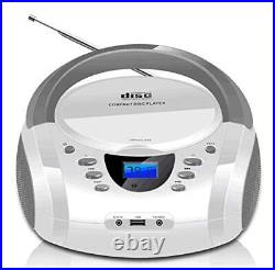 CD Player Portable Boombox with FM Radio/USB/Bluetooth/AUX Input and Earphone