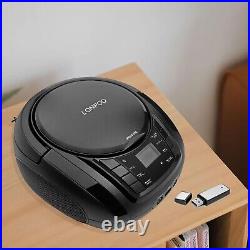 CD Player Portable Boombox with FM RadioUSBBluetoothAUX Input and Earphone