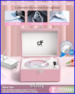 CD Player Portable with Upgraded Bluetooth in/Out Stereo Speakers Pink